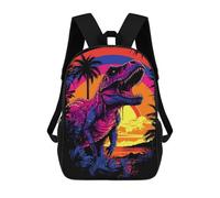 sinyumoney Vibrant Dinosaur Sunset Art Print Print Children's Backpack School Bag for Adult And Kids Travel Daypack 17inch