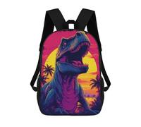 sinyumoney Vibrant Dinosaur Sunset Artwork 3D Printed School Bag Children's School Backpack Schoolbags Travel Backpacks Casual Fashion Bag for Kids School Students 17inch