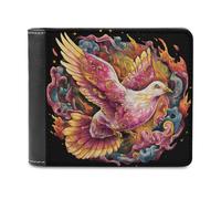 sinyumoney Vibrant Dove in Motion 3D Print PU Leather Wallet Coin Pocket ID Leather RFID Banknote Compartments Purse Youth Guys 11.7cm*9.5cm