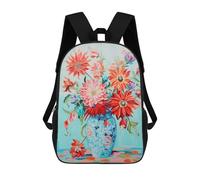 sinyumoney Vibrant Floral Arrangement in Blue Vase Rucksack Fashion Stationery Backpack Waterproof Casual Daypacks for Boys/Girls/Teenagers 17inch