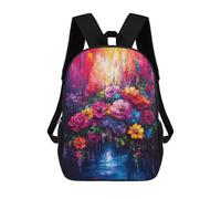 sinyumoney Vibrant Floral Painting Backpack School Bag Rucksack Casual Daypacks School Work Travel Bag for Girl, Teen Girls 17inch