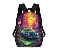 sinyumoney Vibrant Forest Sunset Beetle 17inch School Bag 3D Printed Children's School Backpack Casual Fashion Travel Backpacks for Kids School Students