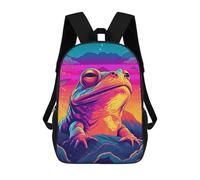sinyumoney Vibrant Frog in Surreal Landscape Children's Backpacks School Backpack 3D Printed Backpack for Kids Travel Rucksacks Book Bags Kids School Bag 17inch