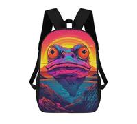 sinyumoney Vibrant Frog Sunset Illustration 3D Printed Children's School Backpack for Kids Travel Rucksacks Book Bags Kids School Bag 17inch