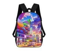 sinyumoney Vibrant Future Cityscape -1 Backpack Cartoon Plush Bag, 3D Backpack for Kids School Bag Birthday Gift Idea for Boys And Girls 17inch