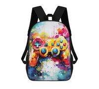 sinyumoney Vibrant Game Controller Art Print Kids School Backpack 3D Printed Fashion School Bag Casual School Bag for Boys Elementary And Middle School Students 17inch