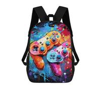 sinyumoney Vibrant Game Controllers Art Print Fashion Student School Backpack Suitable for Boys Girls Kids Casual Outdoor Travel Essential Daypack 17inch