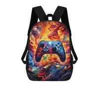 sinyumoney Vibrant Gaming Controller Artwork -102 Kids Children School Backpack 17 Inch Bookbags Casual Travel Rucksack Boys Girls Large Capacity Daypack 17inch