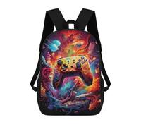 sinyumoney Vibrant Gaming Controller Artwork -103 Kids Backpack,School Backpack Kids School Bag 3D Printed Cartoon Large Capacity Backpack for Kids Boys And Girls 17inch