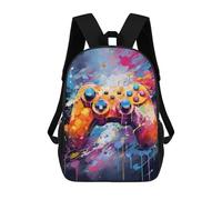 sinyumoney Vibrant Gaming Controller Artwork -129 Fashion Student School Backpack Suitable for Boys Girls Kids Casual Outdoor Travel Essential Daypack 17inch