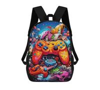 sinyumoney Vibrant Gaming Controller Artwork -14 Backpack 3D Print Kids Bag Elementary Students Daypack Lightweight School Bag for Children Girls Boys Nursery Lunch Pack 17inch
