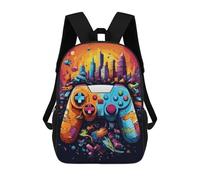 sinyumoney Vibrant Gaming Controller Artwork -140 Kids Children School Backpack 17 Inch Bookbags Casual Travel Rucksack Boys Girls Large Capacity Daypack 17inch