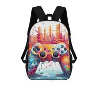 sinyumoney Vibrant Gaming Controller Artwork -144 Backpack Kids School Bag Boys Cartoon 3D Print Students Schoolbag Laptop Daypack for Boys Girls 17inch
