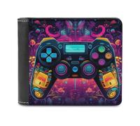 sinyumoney Vibrant Gaming Controller Artwork -15 3D Print Clutch Purse ID Window Coin Slots Note Section Soft Convenient Purse Youth Guys 11.7cm*9.5cm