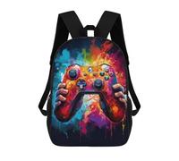 sinyumoney Vibrant Gaming Controller Artwork -18 Kids School Backpack 3D Printed Backpacks Fashion School Bag Rucksacks for Boys Elementary And Middle School Students 17inch