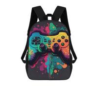 sinyumoney Vibrant Gaming Controller Artwork -2 Rucksack Lightweight Airport College Students Back Pack for Girls Boys Teenage 17inch