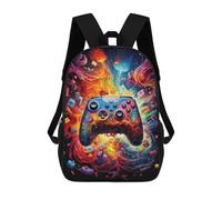 sinyumoney Vibrant Gaming Controller Artwork -39 Backpacks, Kids Backpack Student School Bag 3D Printed Travel Backpacks Fashion Accessory Backpack Children Waterproof School Bags 17inch
