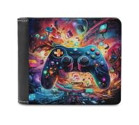 sinyumoney Vibrant Gaming Controller Artwork -4 3D Print Clutch Purse Coin Pocket ID RFID Blocking Stylish Banknote Compartments Fashion Slim Wallets 11.7cm*9.5cm
