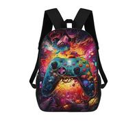 sinyumoney Vibrant Gaming Controller Artwork -49 Backpack for School 3D Printed Boys Girls School BagChildren Bookbag Travel Rucksack 17inch