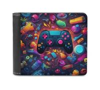 sinyumoney Vibrant Gaming Controller Artwork -5 3D Print Wallet Credit Card Cash Id Holder Leather RFID Banknote Compartments Stylish Durable Wallets 11.7cm*9.5cm