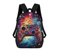 sinyumoney Vibrant Gaming Controller Artwork -56 Fashion Student School Backpack Suitable for Boys Girls Kids Casual Outdoor Travel Essential Daypack 17inch