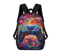 sinyumoney Vibrant Gaming Controller Artwork -7 Kids School Backpack 3D Printed Fashion School Bag Casual School Bag for Boys Elementary And Middle School Students 17inch