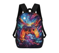 sinyumoney Vibrant Gaming Controller Artwork -80 Backpack Kids School Bag Boys Cartoon 3D Print Students Schoolbag Laptop Daypack for Boys Girls 17inch