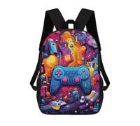sinyumoney Vibrant Gaming Controller Illustration -3 3D Printed Children's School Backpack for Kids High Capacity Travel Rucksacks Book Bags Kids School Bag Back Pack 17inch