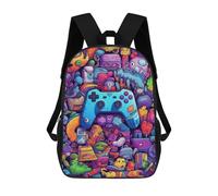 sinyumoney Vibrant Gaming Controller Illustration Print Children's Backpack School Bag for Adult And Kids Travel Daypack 17inch
