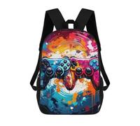 sinyumoney Vibrant Gaming Controllers Art Print Kids School Backpack 3D Printed Fashion School Bag Casual School Bag for Boys Elementary And Middle School Students 17inch