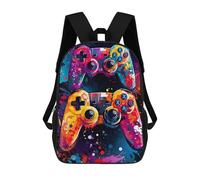 sinyumoney Vibrant Gaming Controllers Artwork -6 Backpack School Fashion Stationery Backpack Waterproof Casual Daypacks for Men, Women & Teenage Boys 17inch