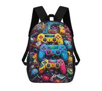 sinyumoney Vibrant Gaming Controllers Collage -2 Backpack for School 3D Printed Boys Girls School BagChildren Bookbag Travel Rucksack 17inch
