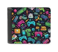 sinyumoney Vibrant Gaming Controllers Illustration 3D Print Clutch Purse Credit Cards Coins RFID Blocking Stylish Slots Note Section Fashion Slim Purse 11.7cm*9.5cm