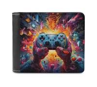 sinyumoney Vibrant Gaming Odyssey 3D Print Wallet ID Window Coin RFID Blocking Stylish Banknote Compartments Soft Convenient Purse 11.7cm*9.5cm