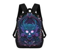 sinyumoney Vibrant Gothic Skull Illustration Rucksack Secondary Causal Travel High School Bags for Men, Women & Teenage Boys 17inch