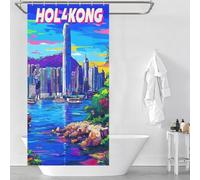 sinyumoney Vibrant Hong Kong Cityscape -1 Shower Curtains Mould Proof Thicken Durable Polyester Bathroom Curtains Modern Art for Toile Bathroom Dorm 35.43x70.87Inch（90x180cm）