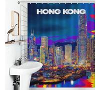 sinyumoney Vibrant Hong Kong Nightscape -1 Bath Shower Curtains Mildew Waterproof Polyester Fabric Soft Fabric Hotel Shower Curtain for Toile Bathroom Dorm 56.30x70.87Inch（143x180cm）