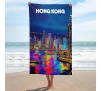 sinyumoney Vibrant Hong Kong Nightscape -2 Basics Towel Set Sand Free Quick Dry Absorbent Compact Beach Towel for Spa Gym Hotel One Size