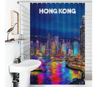 sinyumoney Vibrant Hong Kong Nightscape -2 Shower Curtains Mould Proof Thicken Durable Polyester Soft Fabric Hotel Shower Curtain for Bathroom 46.85x70.87Inch（119x180cm）