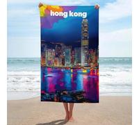 sinyumoney Vibrant Hong Kong Nightscape Bathroom Towels Set for Smooth Skin Quick Drying Durable Beach Towel Gentle for Sensitive Skin 130cm*80cm