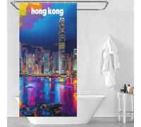 sinyumoney Vibrant Hong Kong Nightscape Shower Curtain Waterproof Mould 100% Polyester Fabric Washable Bath Curtains for Shower for Stalls Bathtubs 35.43x70.87Inch（90x180cm）