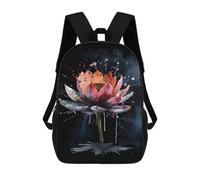 sinyumoney Vibrant Ink Wash Lotus School Bags Large Lightweight Casual Backpack- Perfect for Travel, Work And Daily Use 17inch