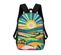 sinyumoney Vibrant Iowa Art Print School Backpack Lightweight Airport College Students Back Pack for Boys/Girls/Teenagers 17inch