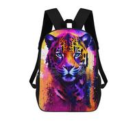 sinyumoney Vibrant Leopard Portrait -1 3D Printed Children's School Backpack for Kids Travel Rucksacks Book Bags Kids School Bag 17inch