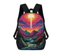 sinyumoney Vibrant Mountain Sunset Poster Backpack School Water Resistant Travel Backpack Computer Bag - Perfect for Travel, Work And Daily Use 17inch