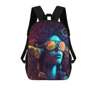 sinyumoney Vibrant Neon Headphones Artwork Backpack School Backpack Kids School Bag Large Capacity Kids Backpack for School Rucksack 3D Book Bag Gifts for Kids 17inch