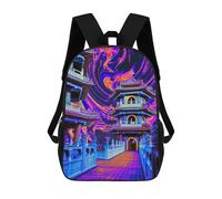 sinyumoney Vibrant Neon Pagoda Backpack for School 3D Printed Boys Girls School BagChildren Bookbag Travel Rucksack 17inch