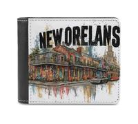 sinyumoney Vibrant New Orleans 3D Print Wallet Slots ID Window Banknote Compartments Soft Convenient Men's Wallets Everyday Use 11.7cm*9.5cm