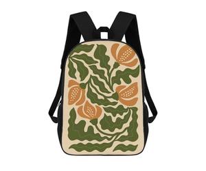sinyumoney Vibrant Orange Floral Illustration - Modern Botanical Wall Art Print School Backpack Rucksack Casual Daypacks School Work Travel Bag for Camping Outdoor Adventures And Daily Travel 17inch