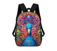 sinyumoney Vibrant Peacock Artwork School Bag 3D Printed Children's School Backpack Casual Fashion Travel Backpacks for Kids School Students 17inch
